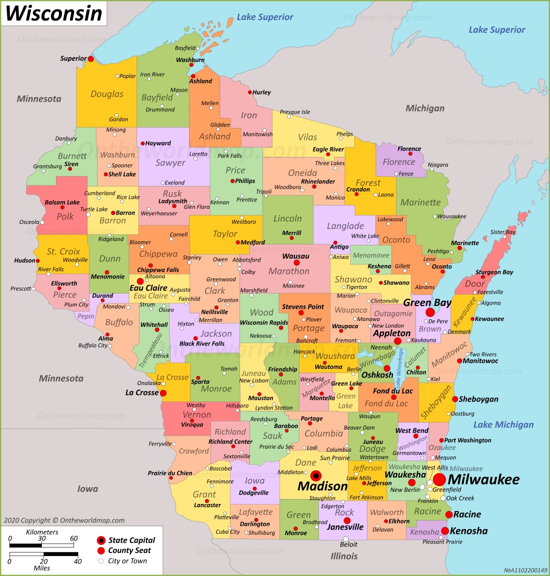 Wi On Us Map Wisconsin State Map | Usa | Maps Of Wisconsin (Wi)