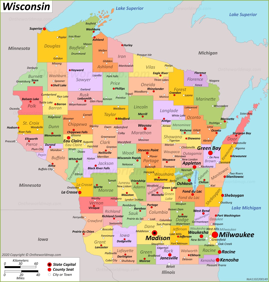 Wisconsin State Map USA Maps Of Wisconsin WI 