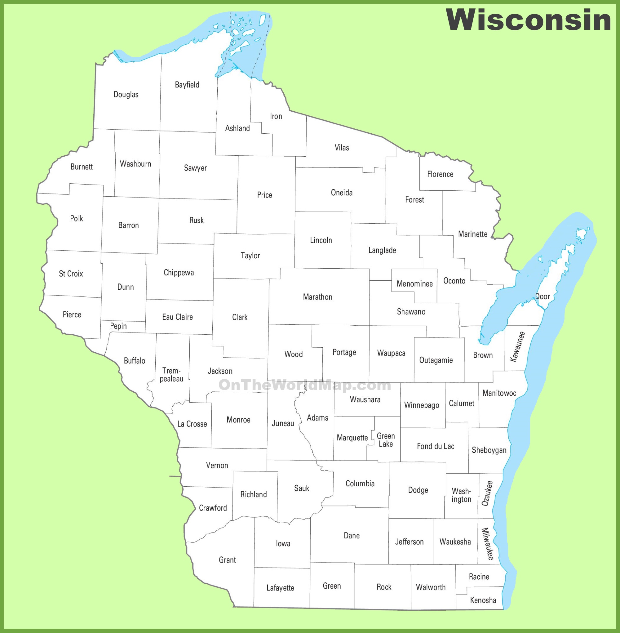 Printable Wisconsin County Map