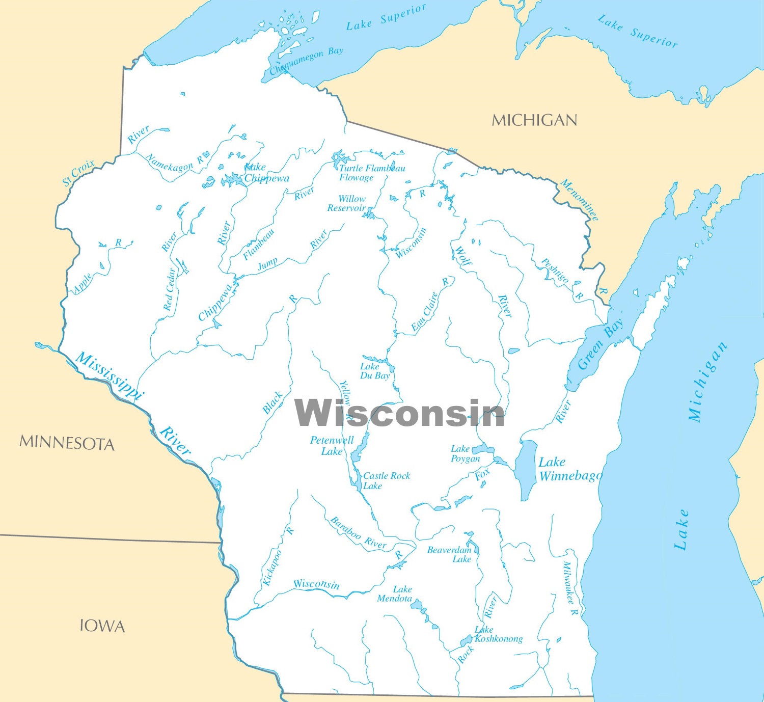 Wisconsin Lakes Map