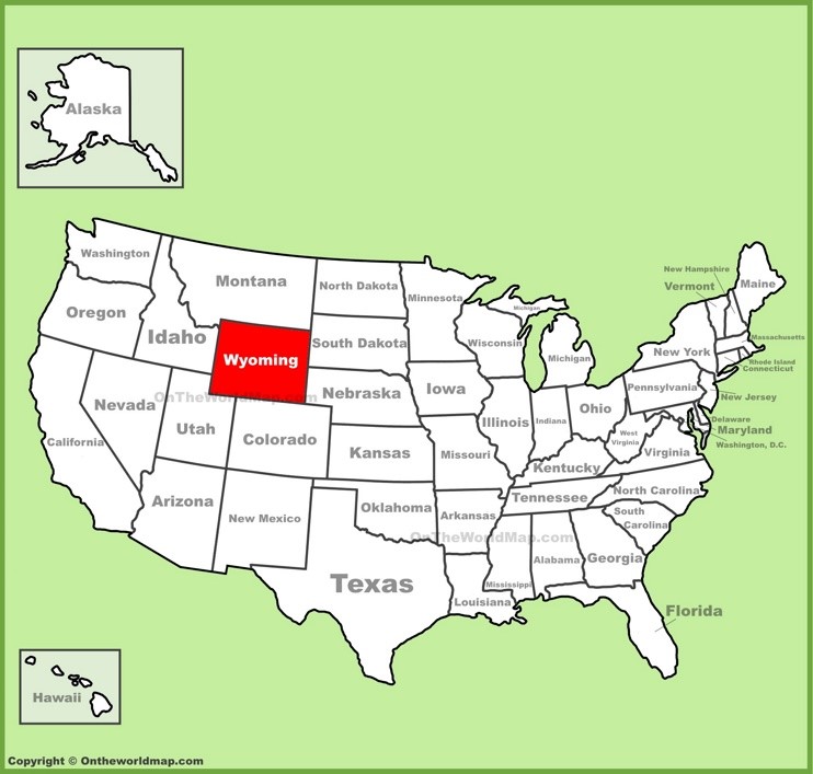Wyoming location on the U.S. Map