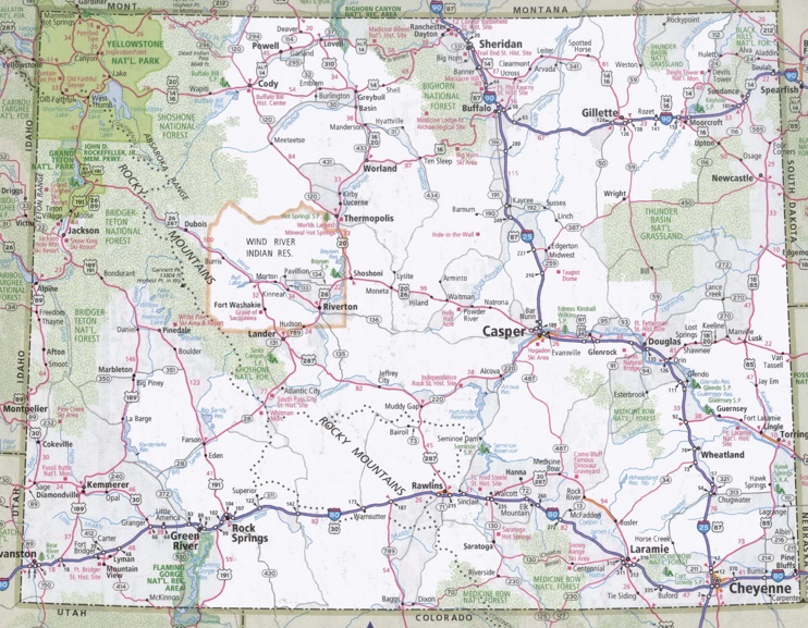 Wyoming road map