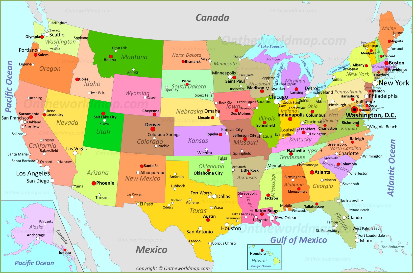 usa map with states and cities hd printable map - printable map of the