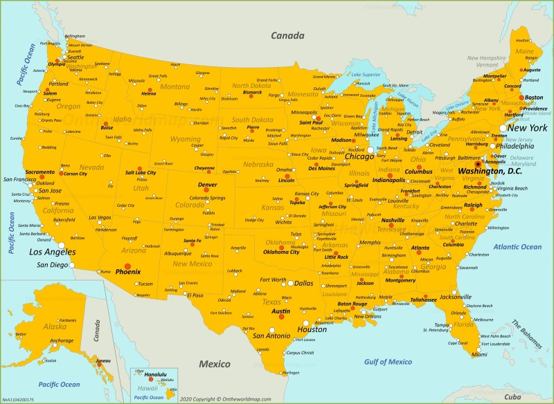 Map of U.S. with Cities