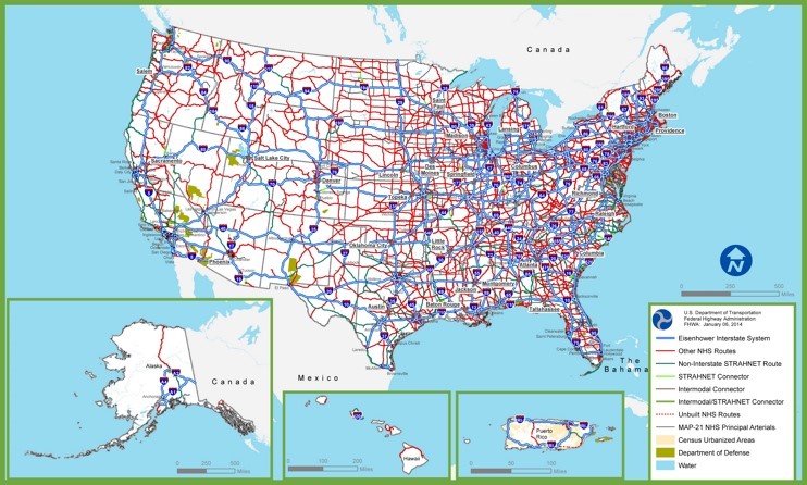 USA highway map - Ontheworldmap.com
