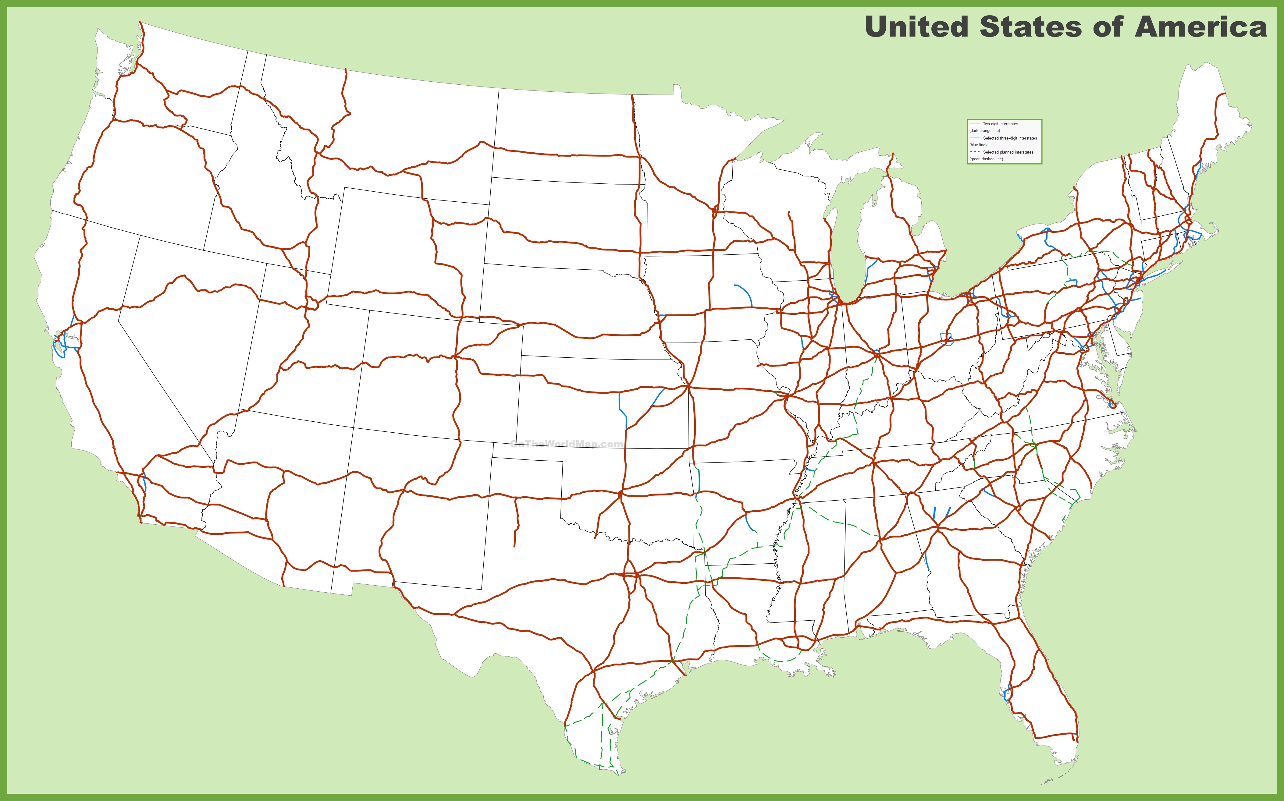 Map Of Usa Interstate Highway System Map Of World