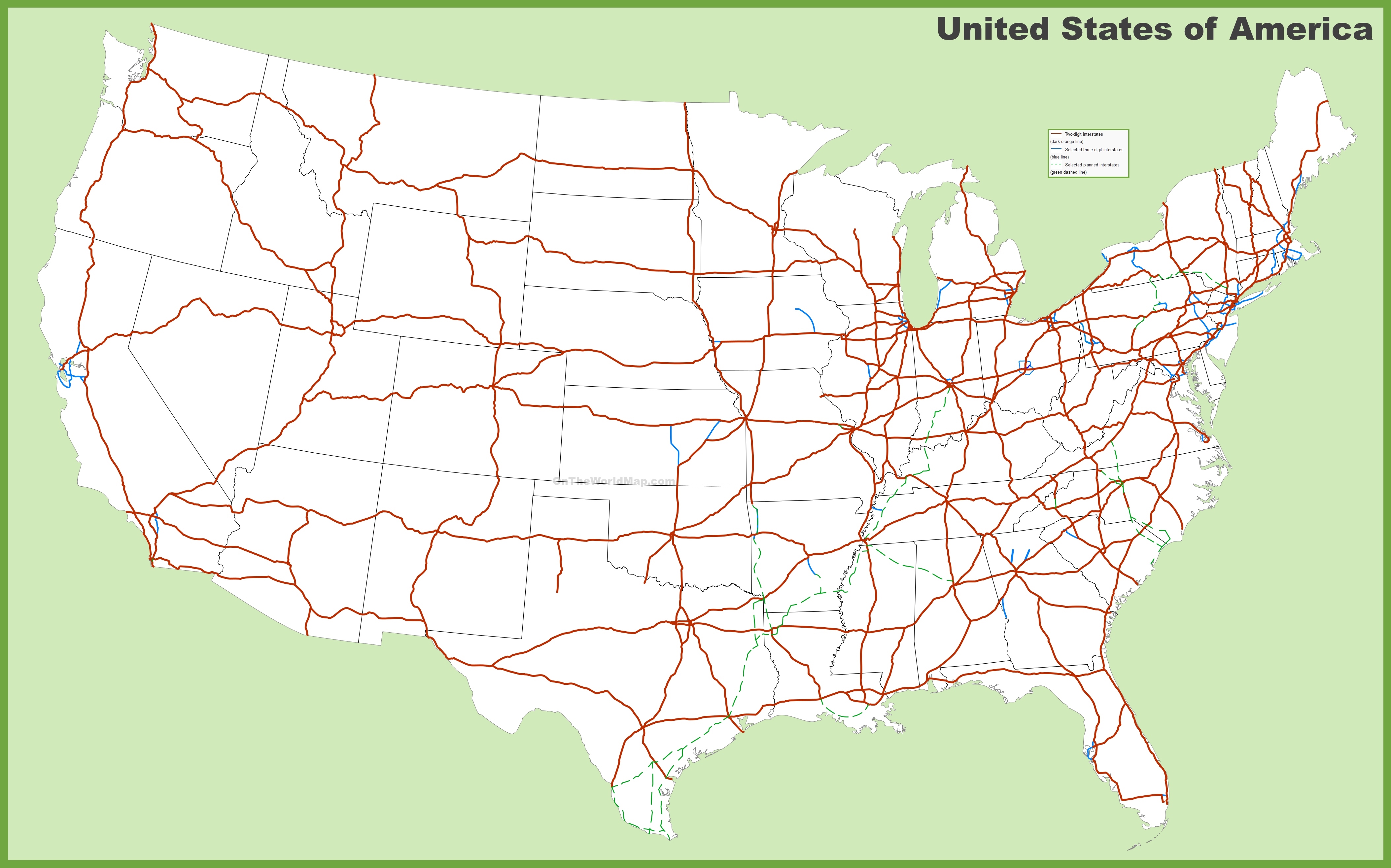 USA Interstates Map Ontheworldmap