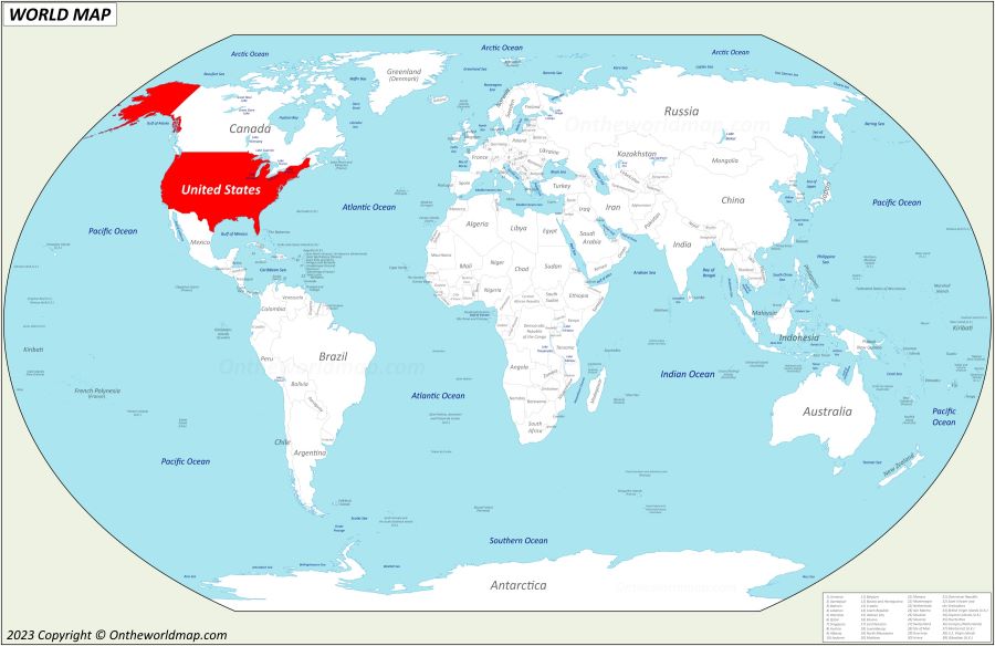 USA location on the World Map
