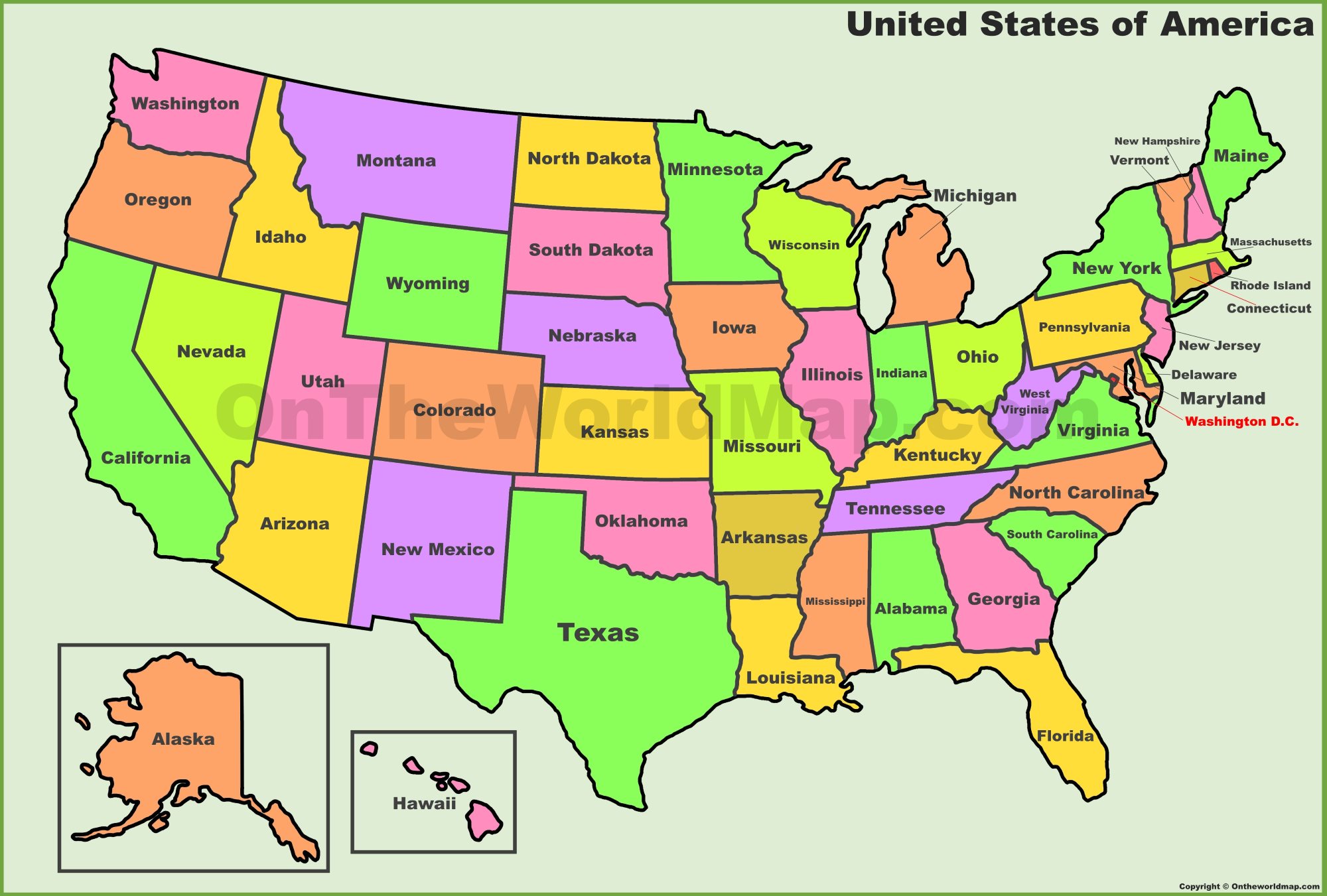 usa states map list of us states us map