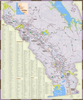 Napa Valley hotels and restaurants map
