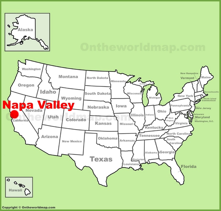 Napa Valley location on the U.S. Map