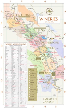Napa Valley wineries and tasting rooms map