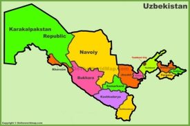 Administrative divisions map of Uzbekistan