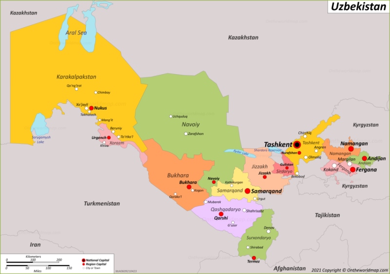 Uzbekistan Area Map   Map Of Uzbekistan Max 