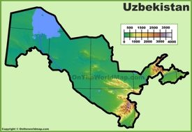 Uzbekistan physical map