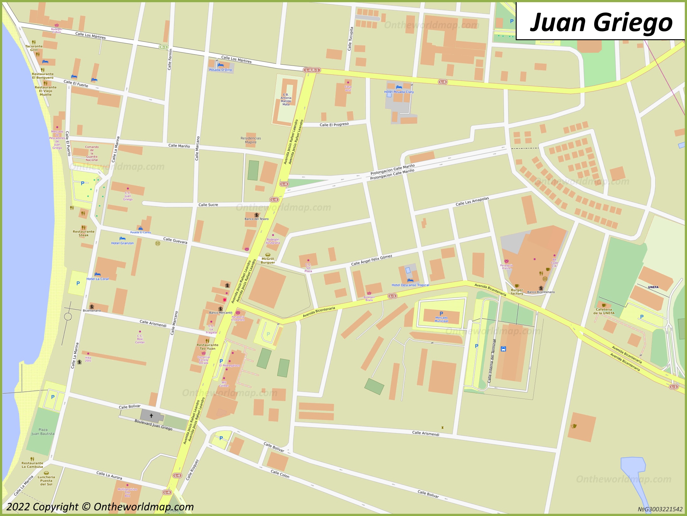 Juan Griego City Centre Map
