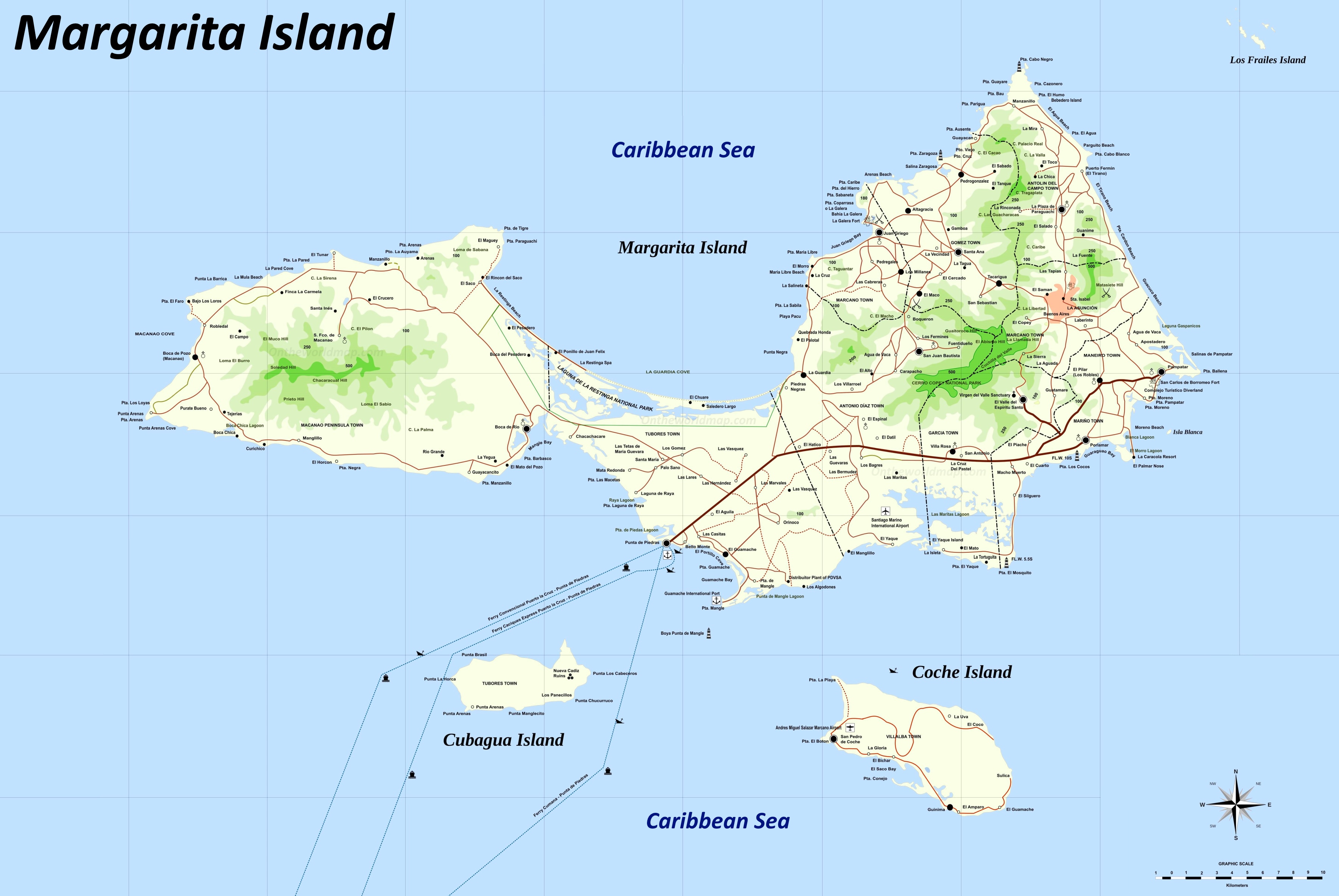 Margarita Island Tourist Map