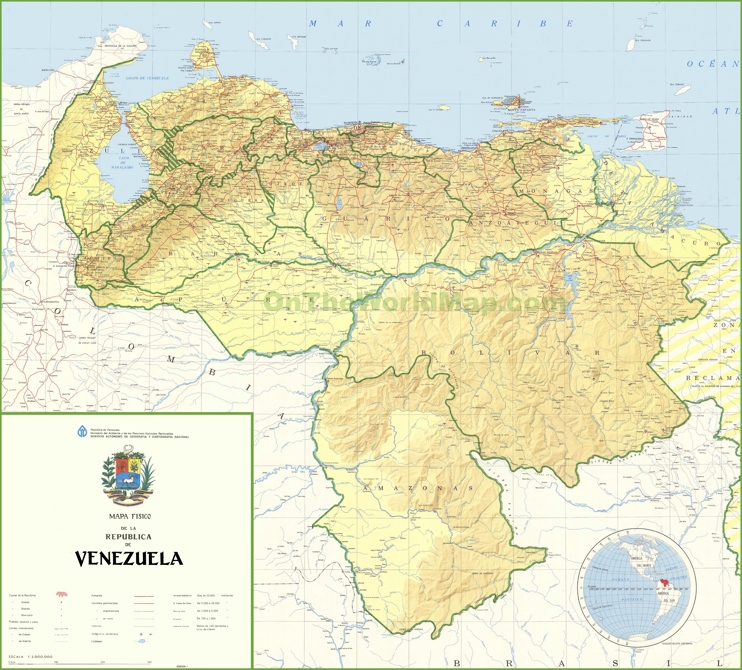Large detailed map of Venezuela