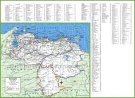 Map of Venezuela with cities and towns