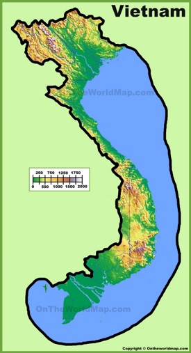 Vietnam physical map