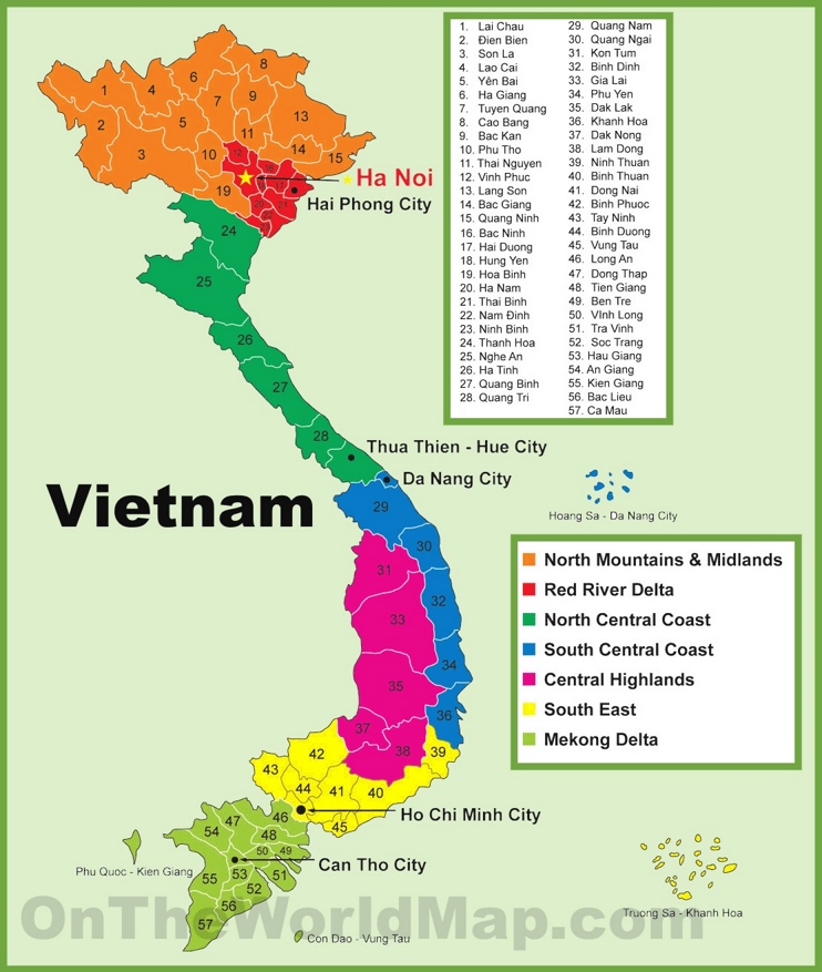 Map Of Vietnam Provinces And Cities