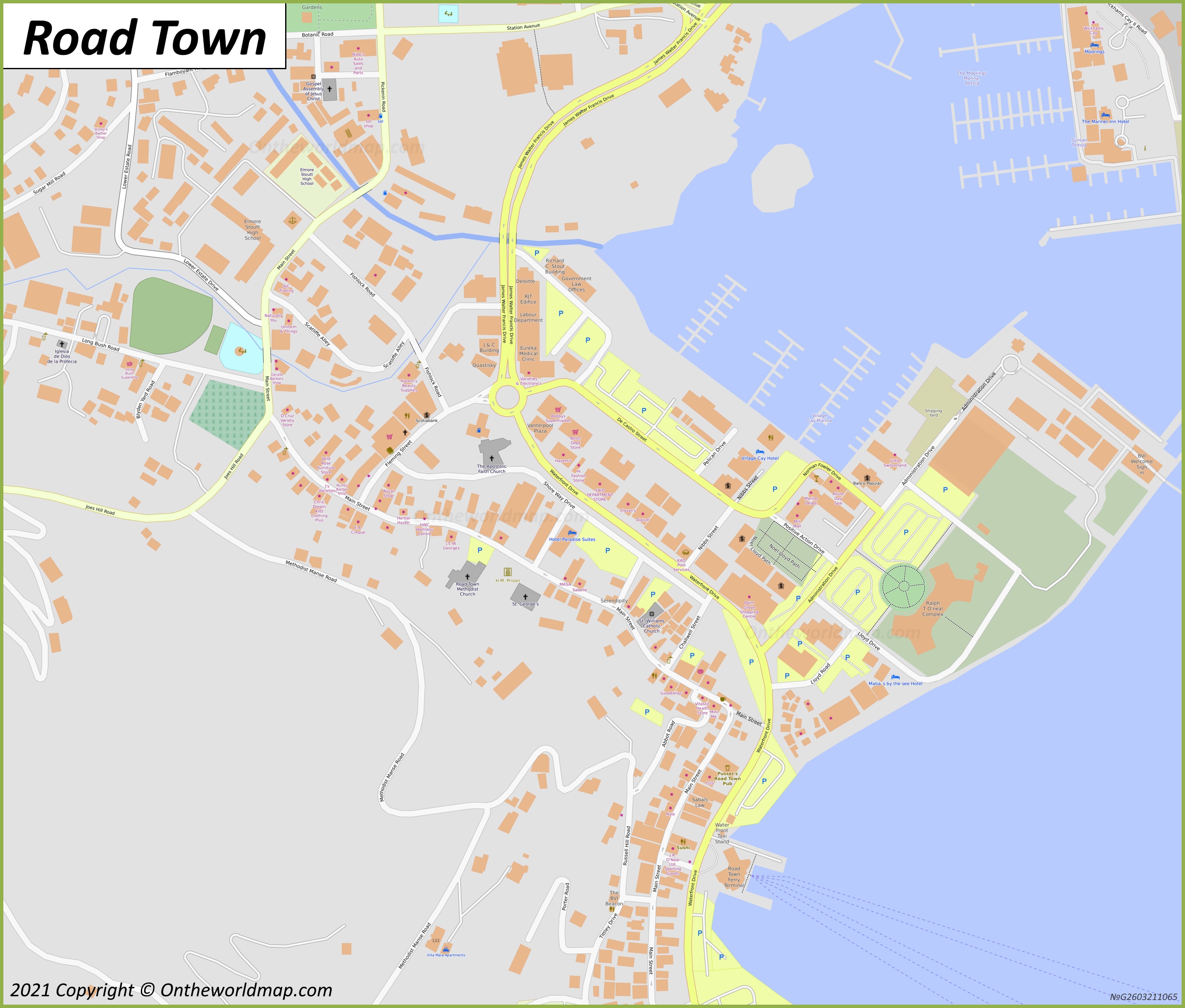 Road Town Downtown Map