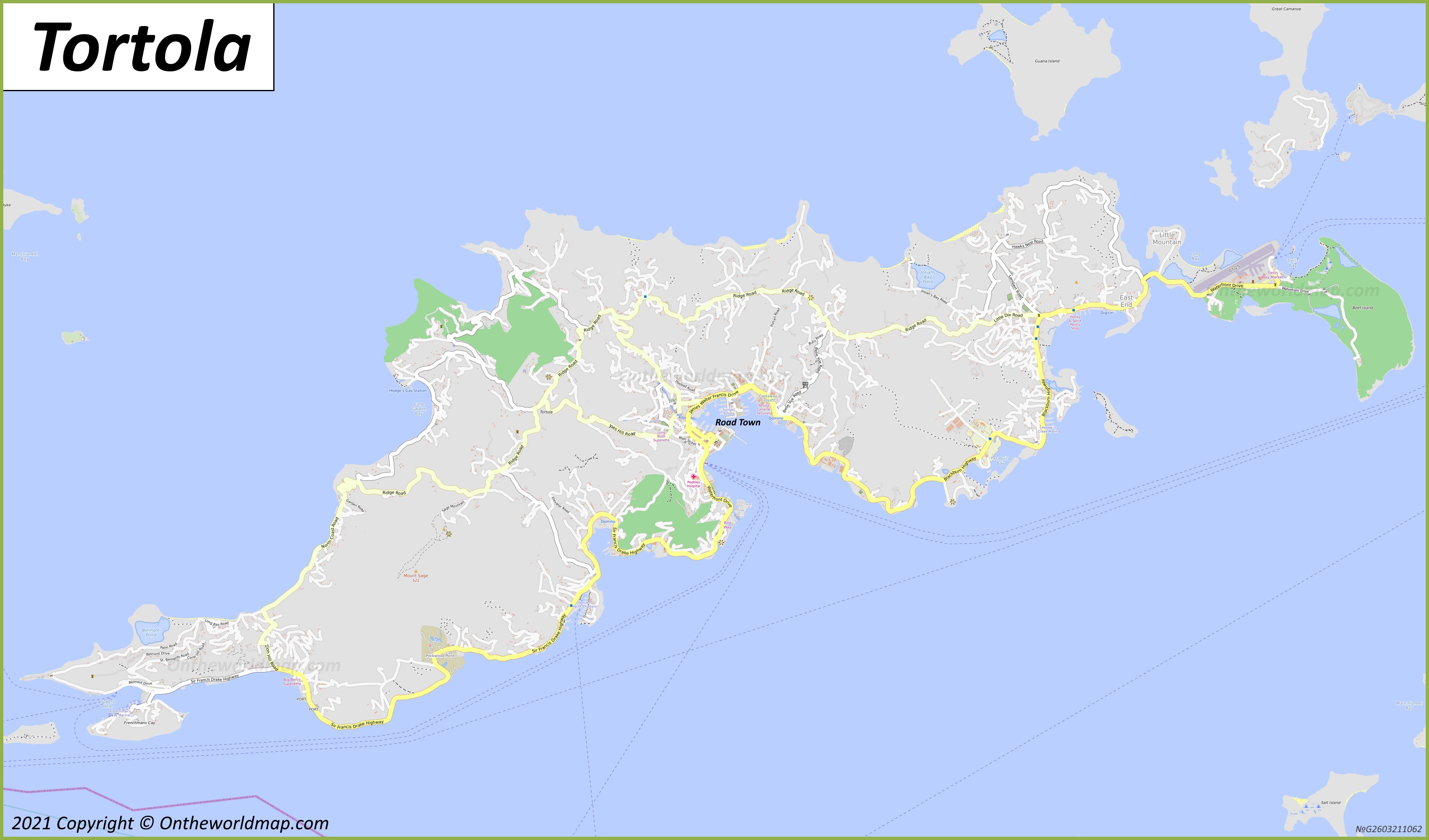 Detailed Map of Tortola Island