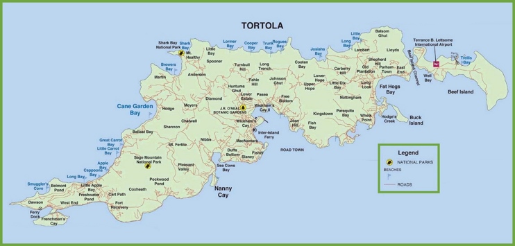Map of Tortola Island