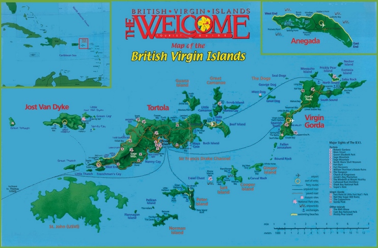 British Virgin Islands sightseeings map