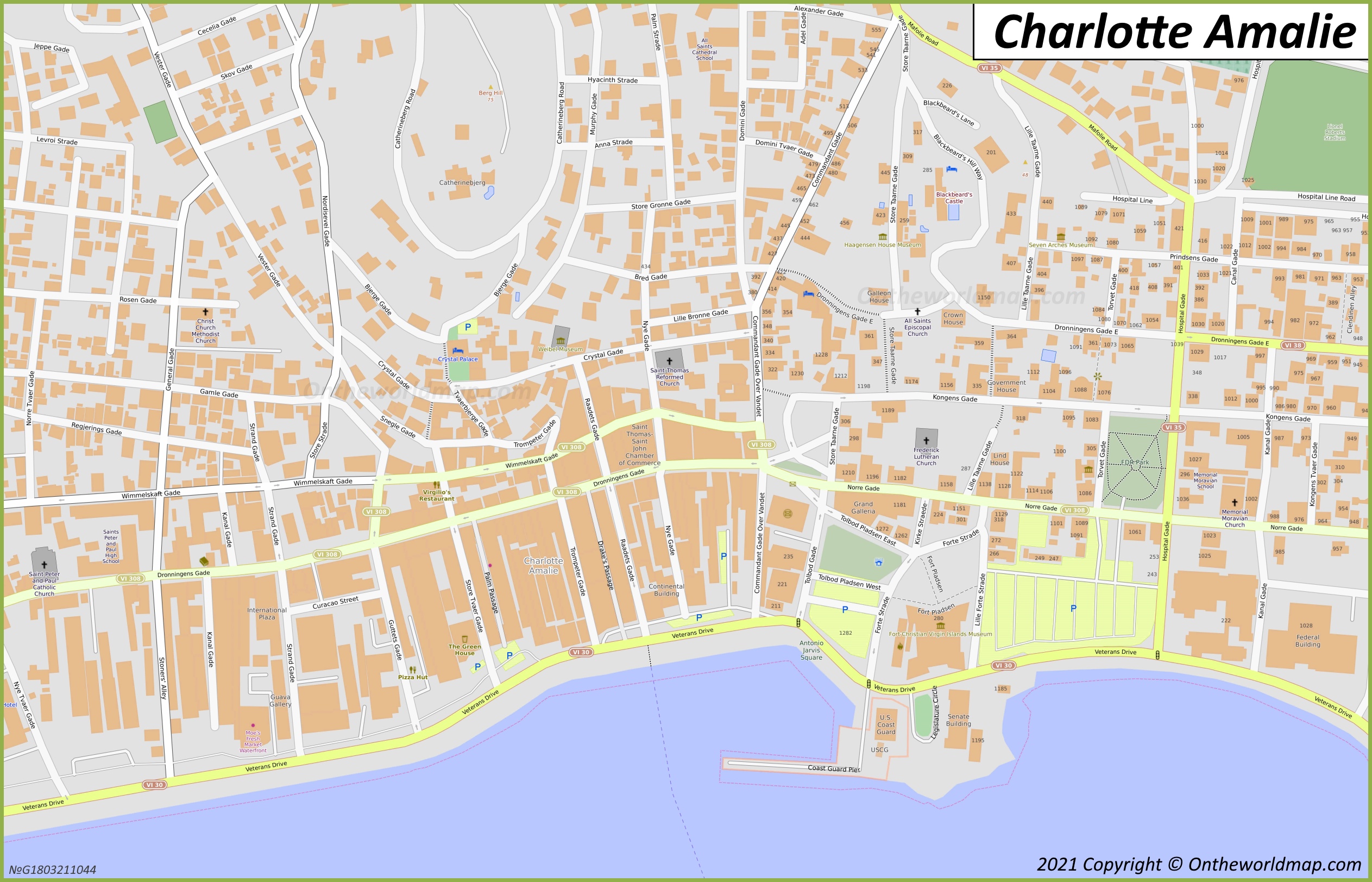 Charlotte Amalie City Center Map