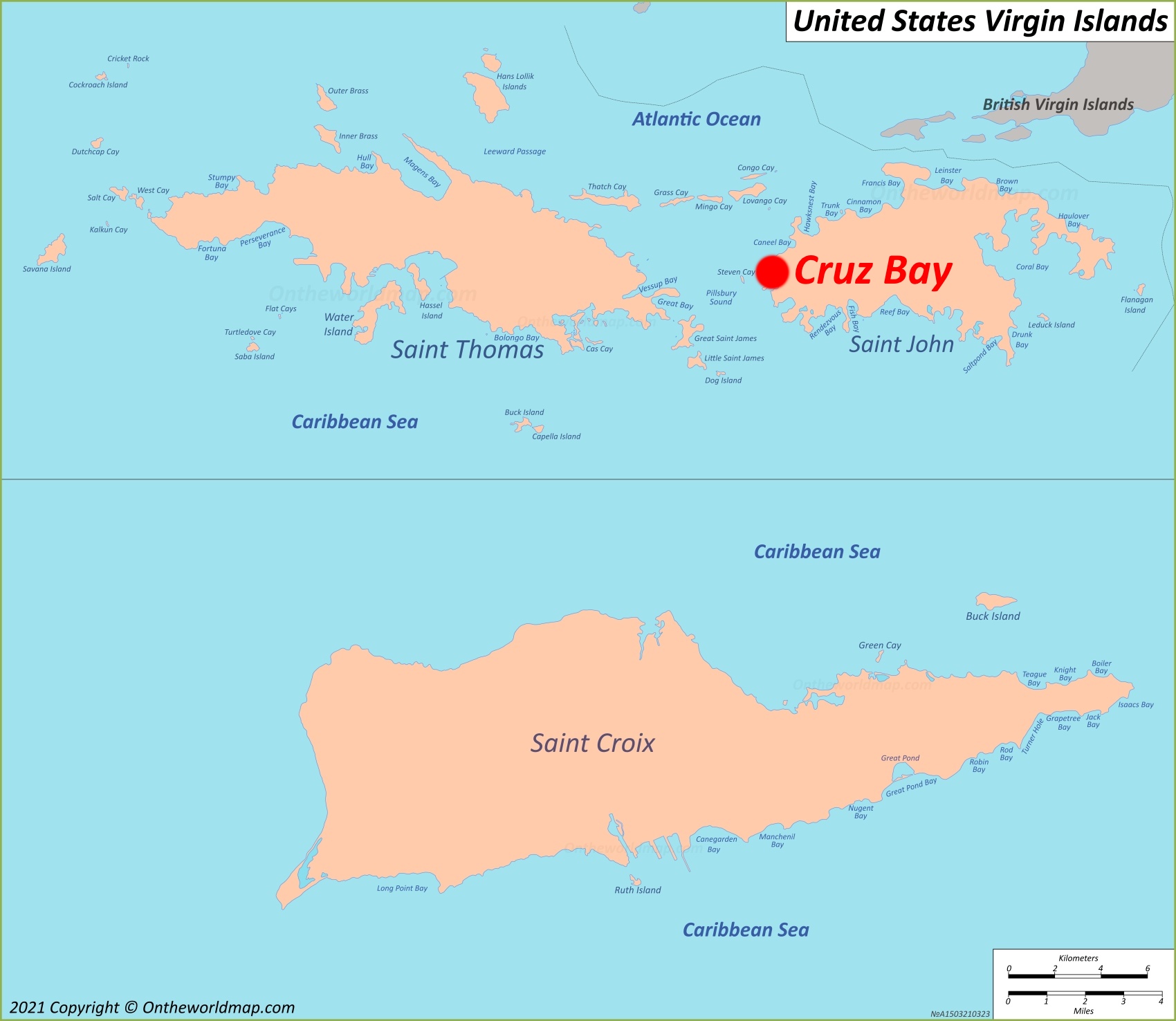 Cruz Bay Location Map