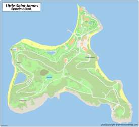 Map of Little Saint James - Epstein Island