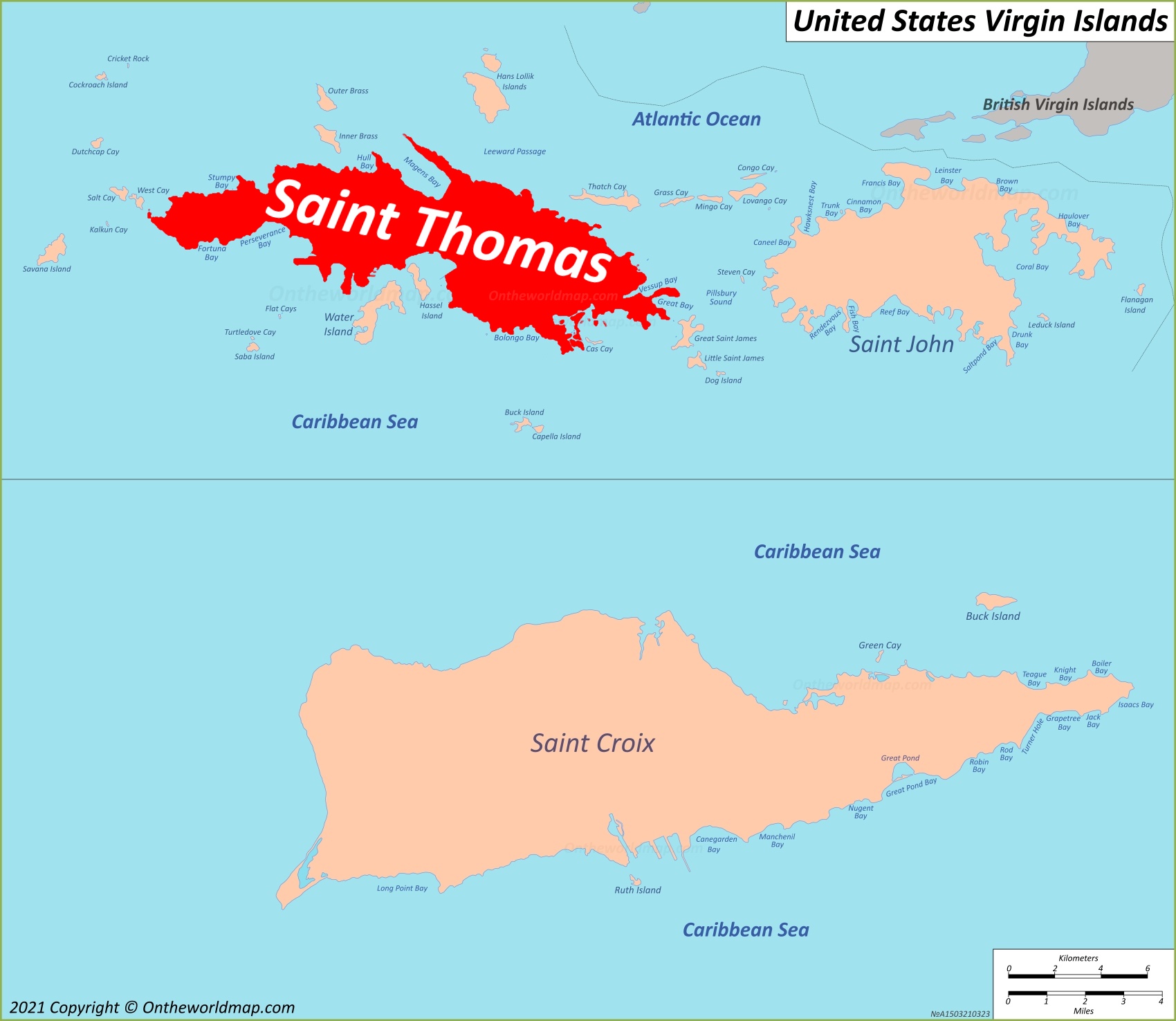 Saint Thomas Location On The Virgin Islands Us Map 