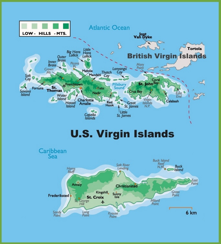 U.S. Virgin Islands physical map