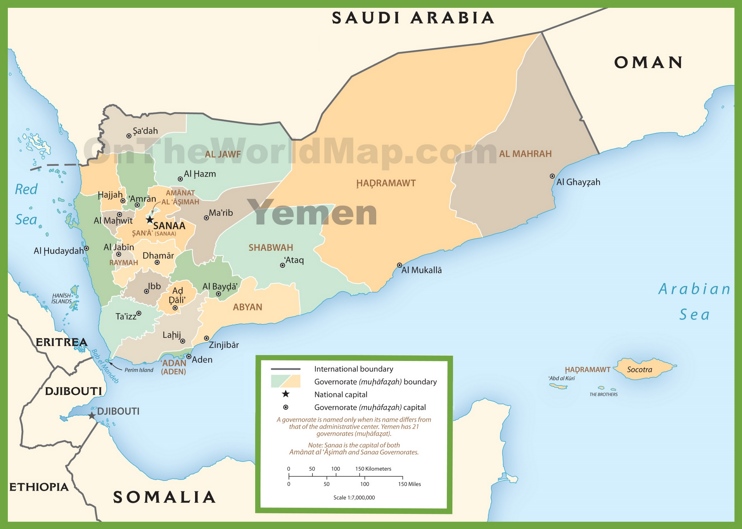 Yemen political map