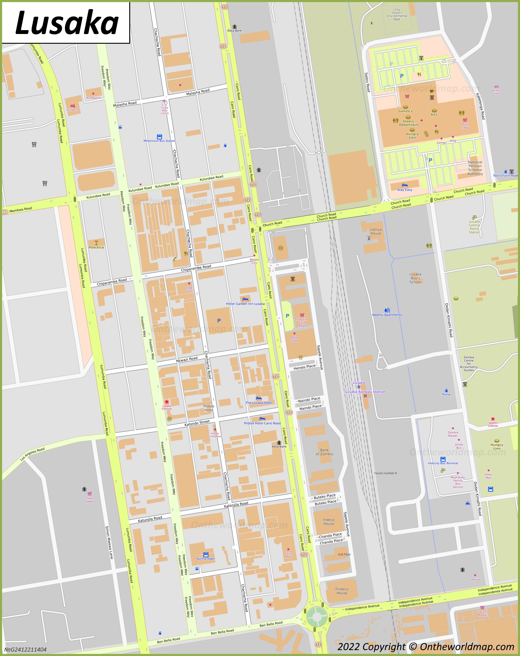 Lusaka City Centre Map