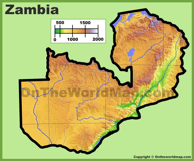 Zambia physical map