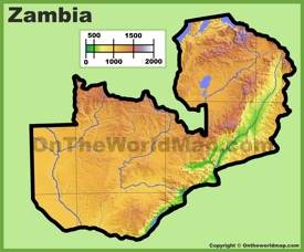 Zambia physical map