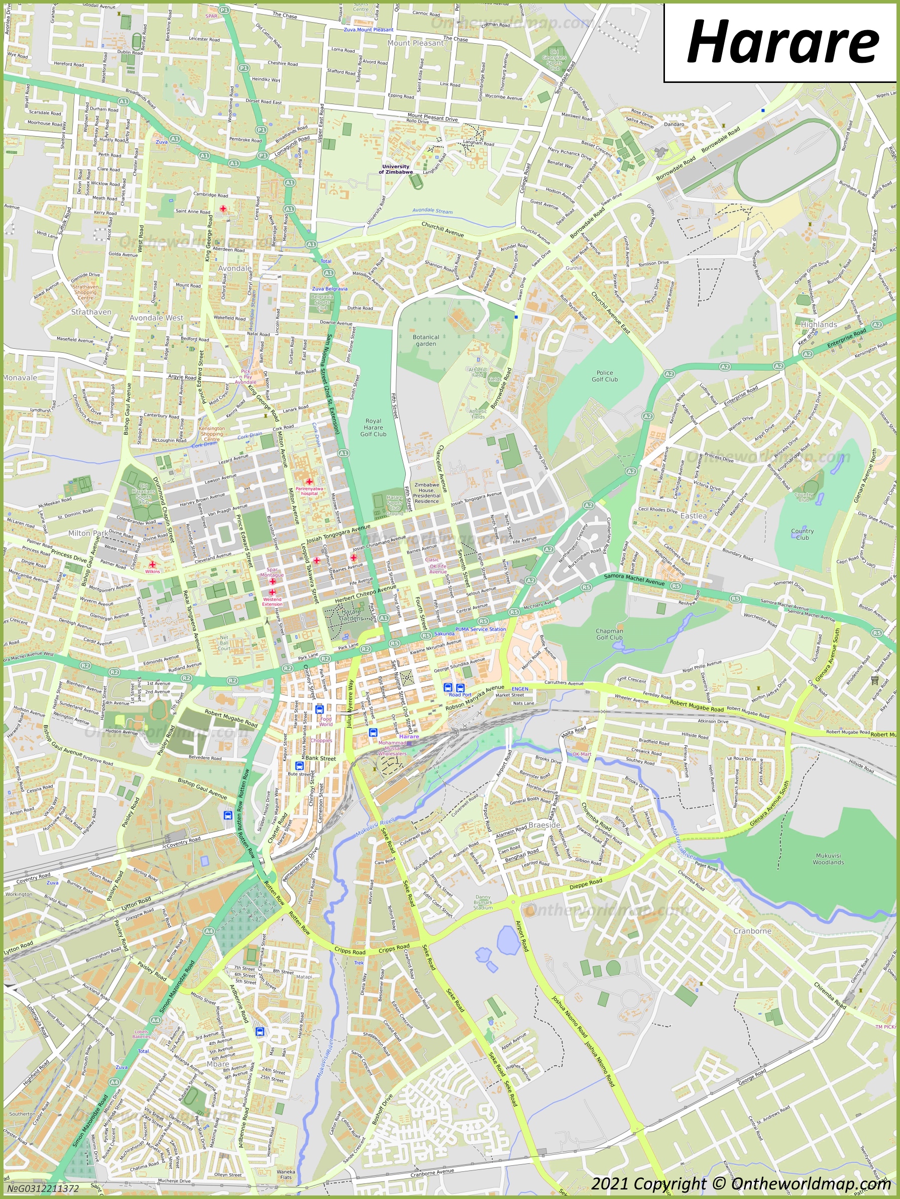 Map Of Harare Suburbs Harare Map | Zimbabwe | Detailed Maps Of Harare