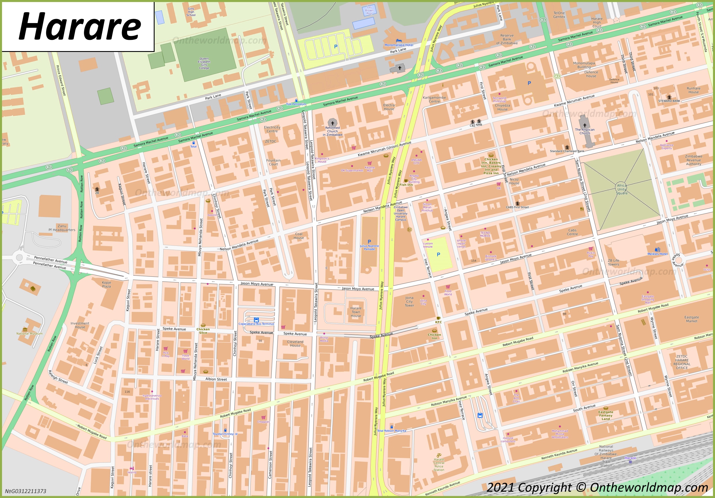 Harare City Center Map 