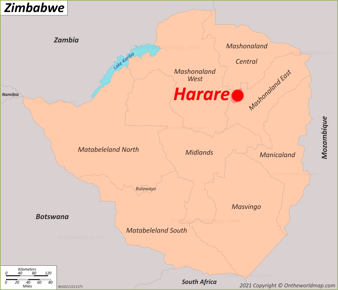 Zimbabwe Political Map With Capital Harare, With National, 47% OFF