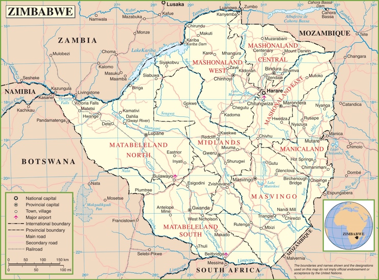 Zimbabwe political map